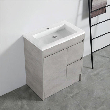 600-1500Mm Freestanding With Kickboard Vanity Concrete Grey Finish Plywood Cabinet Only For Bathroom