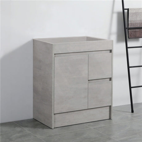 600-1500Mm Freestanding With Kickboard Vanity Concrete Grey Finish Plywood Cabinet Only For Bathroom