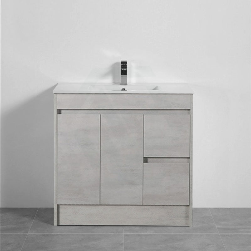 600-1500Mm Freestanding With Kickboard Vanity Concrete Grey Finish Plywood Cabinet Only For Bathroom