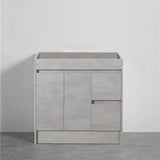 600-1500Mm Freestanding With Kickboard Vanity Concrete Grey Finish Plywood Cabinet Only For Bathroom