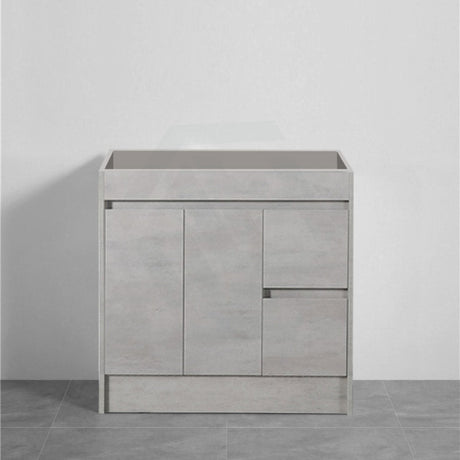 600-1500Mm Freestanding With Kickboard Vanity Concrete Grey Finish Plywood Cabinet Only For Bathroom