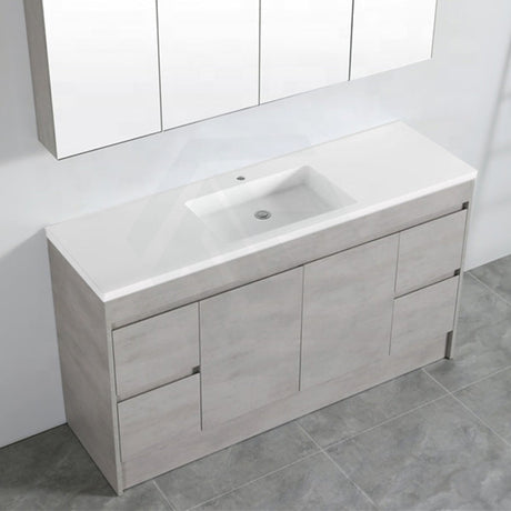 600-1500Mm Freestanding With Kickboard Vanity Concrete Grey Finish Plywood Cabinet Only For Bathroom