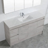 600-1500Mm Freestanding With Kickboard Vanity Concrete Grey Finish Plywood Cabinet Only For Bathroom