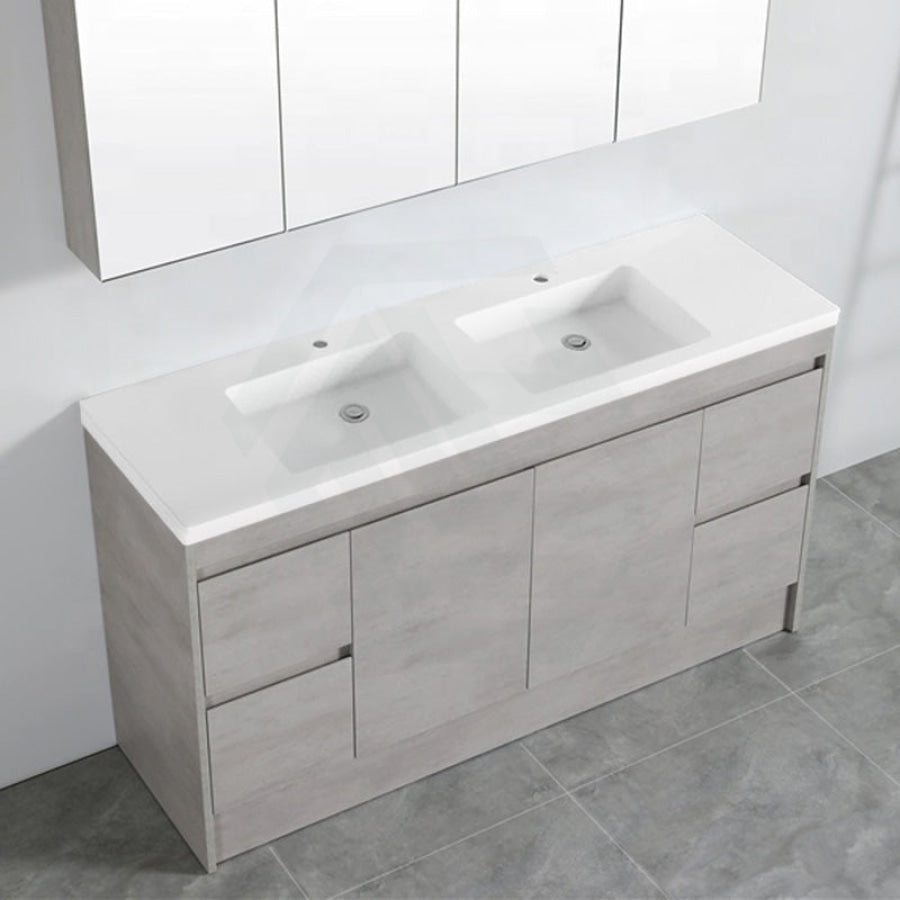 600-1500Mm Freestanding With Kickboard Vanity Concrete Grey Finish Plywood Cabinet Only For Bathroom