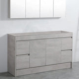 600-1500Mm Freestanding With Kickboard Vanity Concrete Grey Finish Plywood Cabinet Only For Bathroom