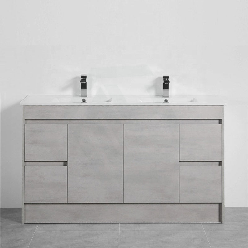 600-1500Mm Freestanding With Kickboard Vanity Concrete Grey Finish Plywood Cabinet Only For Bathroom