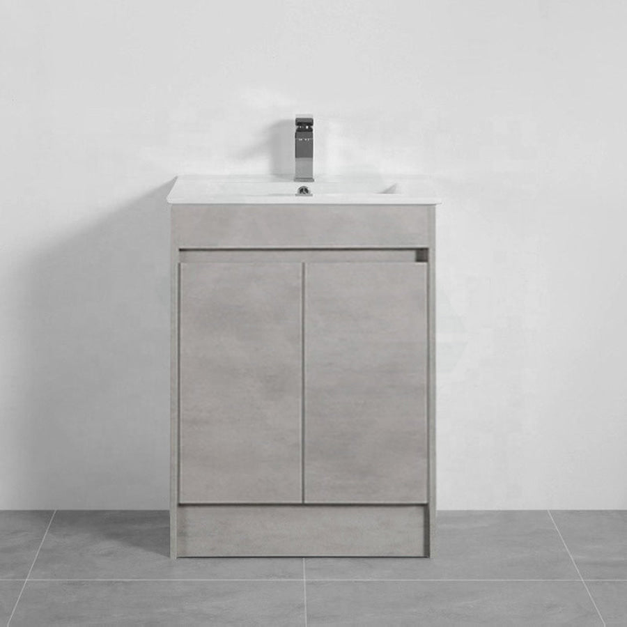 600-1500Mm Freestanding With Kickboard Vanity Concrete Grey Finish Plywood Cabinet Only For Bathroom