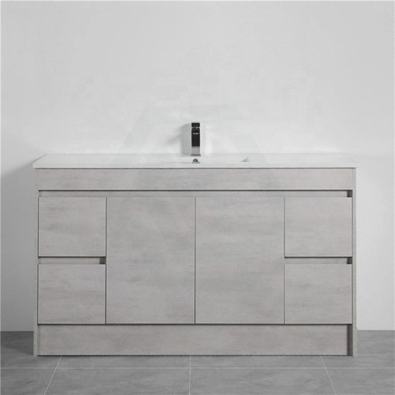 600-1500Mm Freestanding With Kickboard Vanity Concrete Grey Finish Plywood Cabinet Only For Bathroom