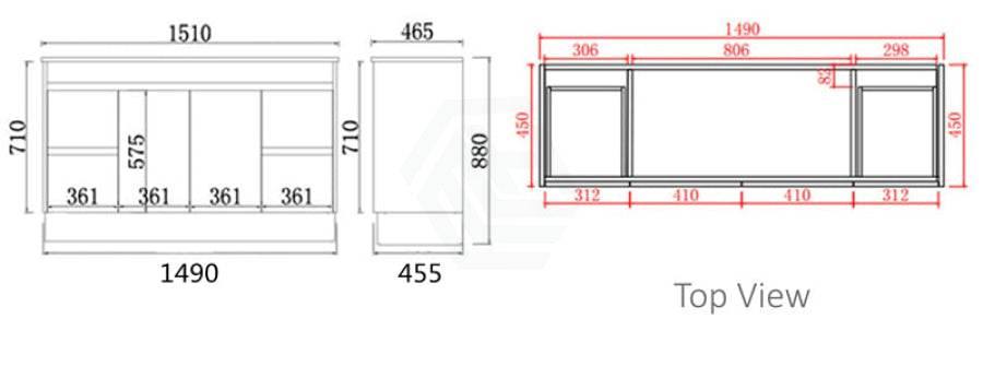 600-1500Mm Freestanding With Kickboard Vanity Concrete Grey Finish Plywood Cabinet Only For