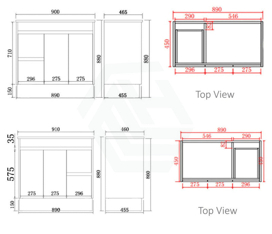 600-1500Mm Freestanding With Kickboard Vanity Concrete Grey Finish Plywood Cabinet Only For