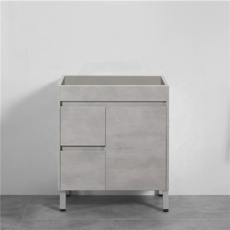 600-1500Mm Freestanding With Legs Vanity Concrete Grey Finish Plywood Cabinet Only For Bathroom