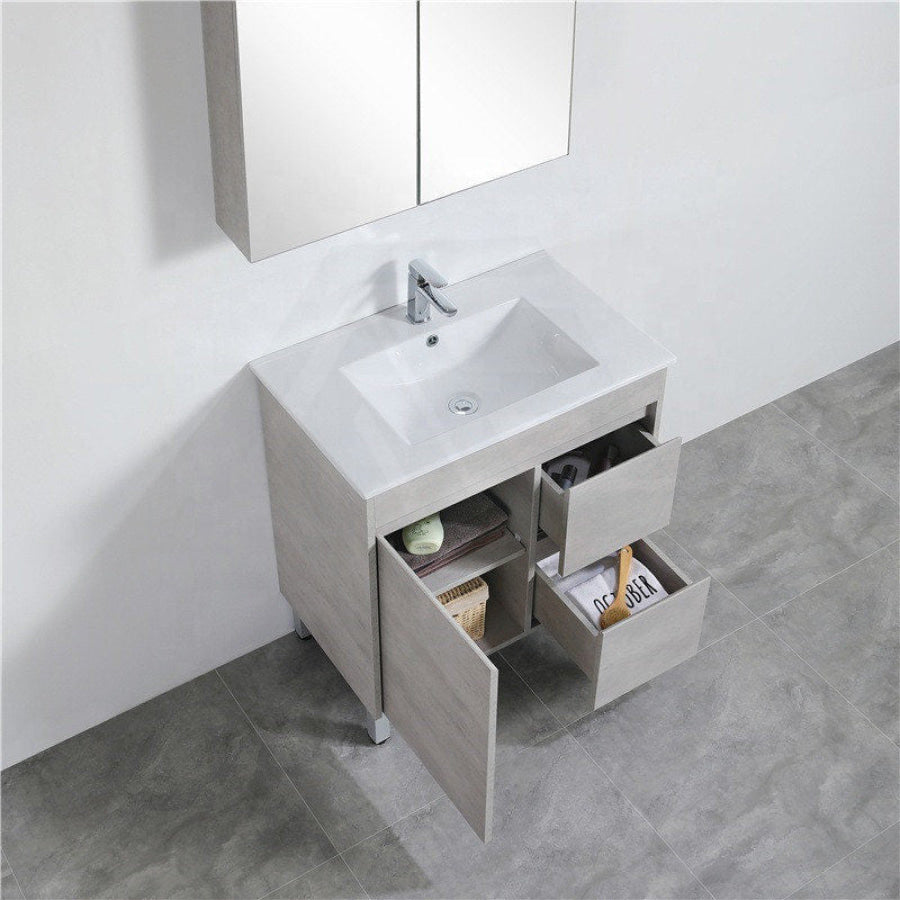 600-1500Mm Freestanding Vanity Concrete Grey Finish Plywood Cabinet Only For Bathroom Vanities With