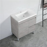 600-1500Mm Freestanding With Legs Vanity Concrete Grey Finish Plywood Cabinet Only For Bathroom