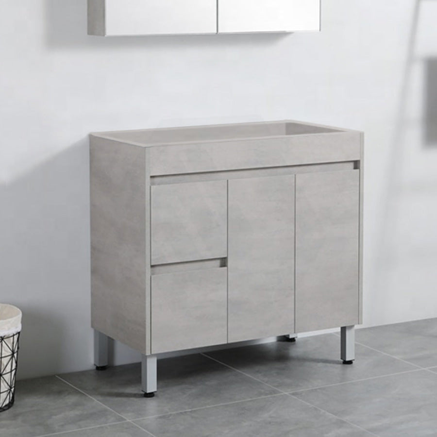 600-1500Mm Freestanding Vanity Concrete Grey Finish Plywood Cabinet Only For Bathroom Vanities With