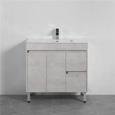 600-1500Mm Freestanding Vanity Concrete Grey Finish Plywood Cabinet Only For Bathroom Vanities With