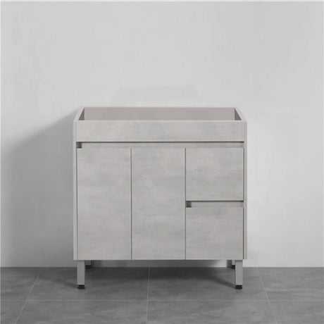 600-1500Mm Freestanding With Legs Vanity Concrete Grey Finish Plywood Cabinet Only For Bathroom