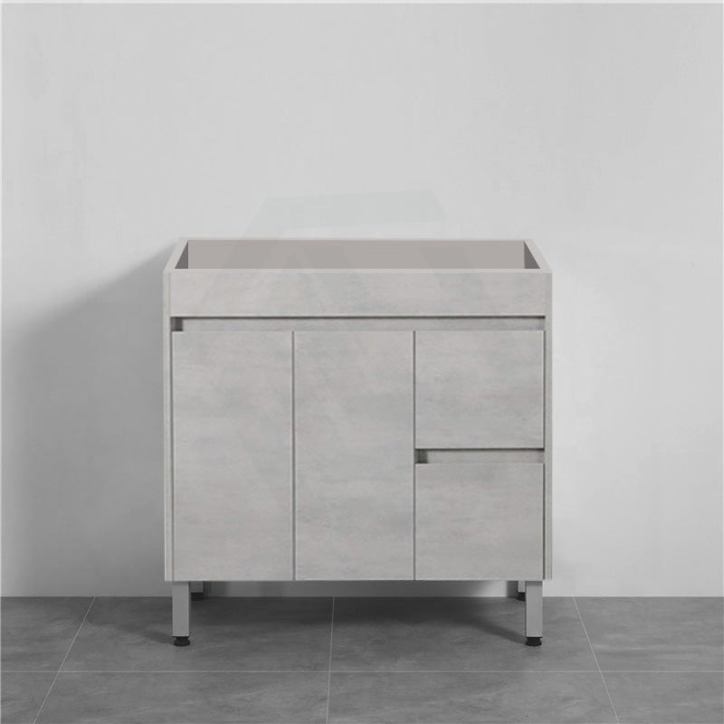 600-1500Mm Freestanding With Legs Vanity Concrete Grey Finish Plywood Cabinet Only For Bathroom