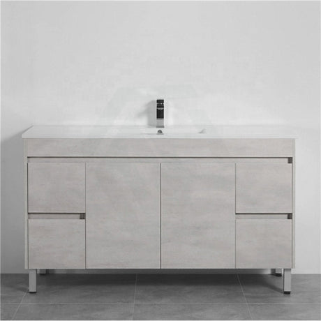 600-1500Mm Freestanding Vanity Concrete Grey Finish Plywood Cabinet Only For Bathroom Vanities With