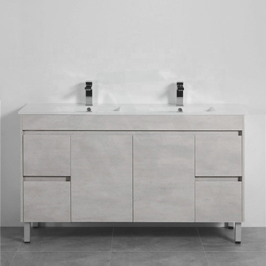 600-1500Mm Freestanding Vanity Concrete Grey Finish Plywood Cabinet Only For Bathroom Vanities With