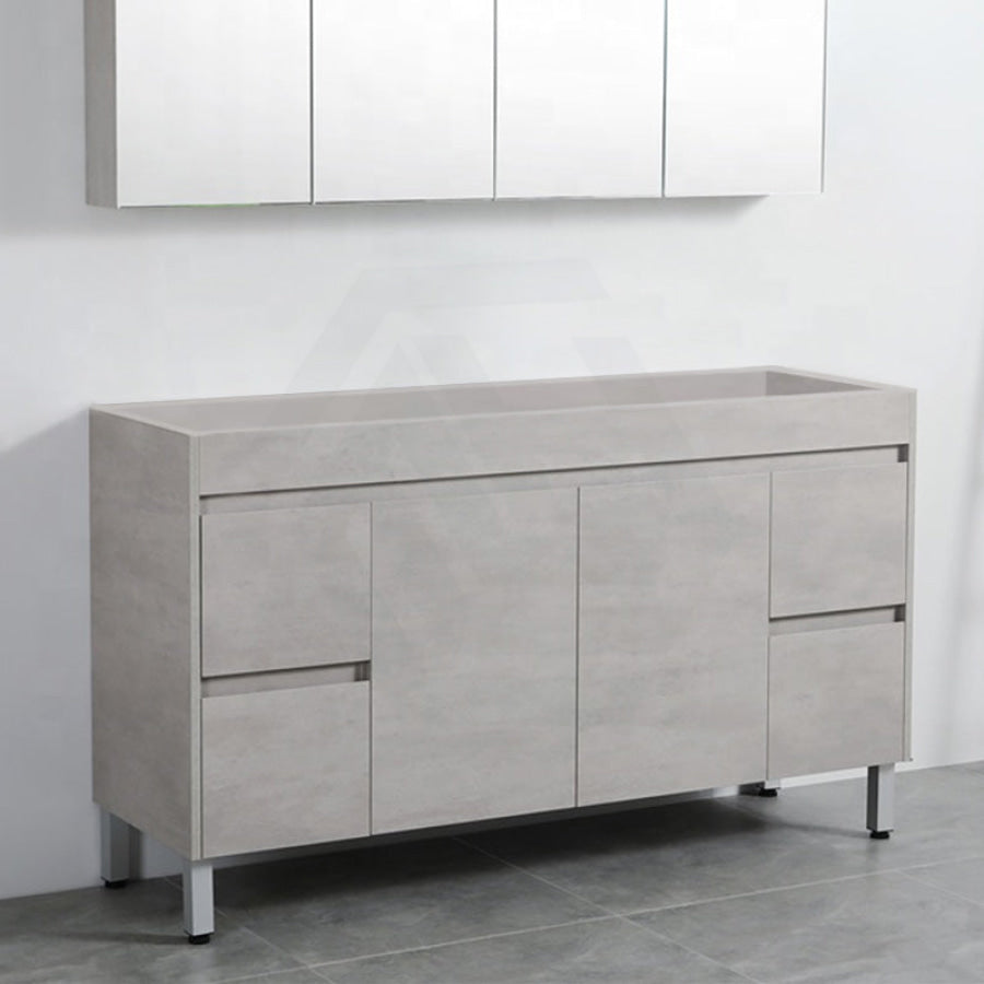 600-1500Mm Freestanding Vanity Concrete Grey Finish Plywood Cabinet Only For Bathroom Vanities With