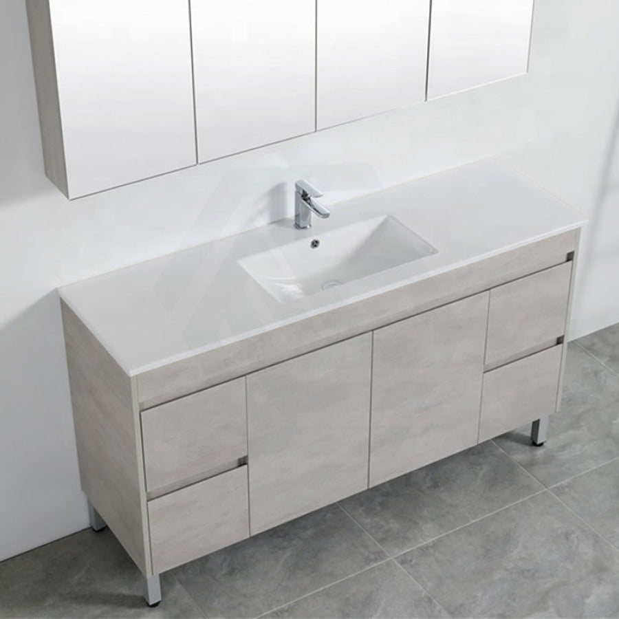 600-1500Mm Freestanding Vanity Concrete Grey Finish Plywood Cabinet Only For Bathroom Vanities With