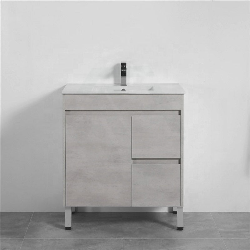 600-1500Mm Freestanding Vanity Concrete Grey Finish Plywood Cabinet Only For Bathroom Vanities With