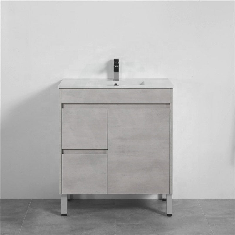 600-1500Mm Freestanding Vanity Concrete Grey Finish Plywood Cabinet Only For Bathroom Vanities With