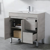 600-1500Mm Freestanding Vanity Concrete Grey Finish Plywood Cabinet Only For Bathroom Vanities With