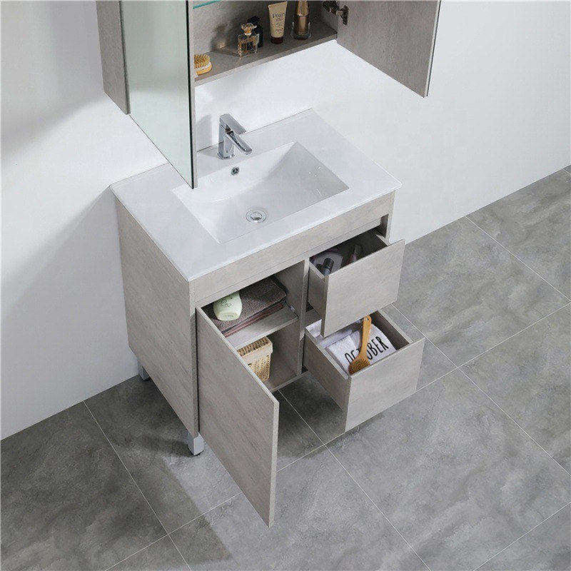 600-1500Mm Freestanding Vanity Concrete Grey Finish Plywood Cabinet Only For Bathroom Vanities With