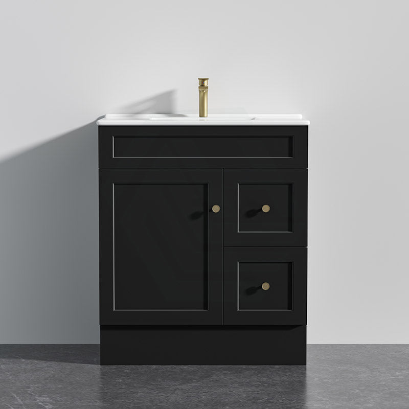 600 - 1500Mm Harrington Freestanding Vanity With Kickboard Matt Black Pvc Cabinet Only & Ceramic