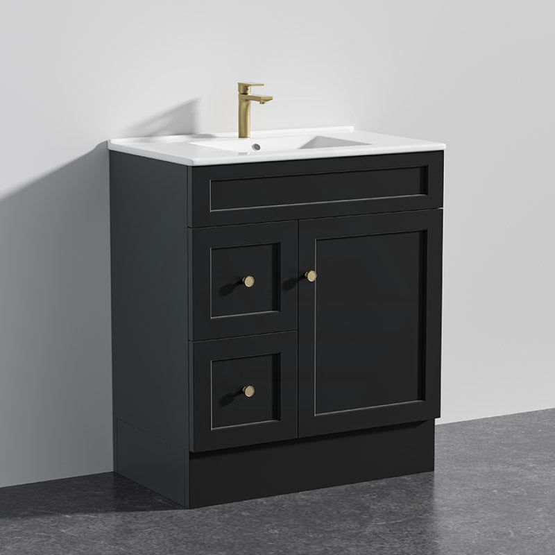 600 - 1500Mm Harrington Freestanding Vanity With Kickboard Matt Black Pvc Cabinet Only & Ceramic