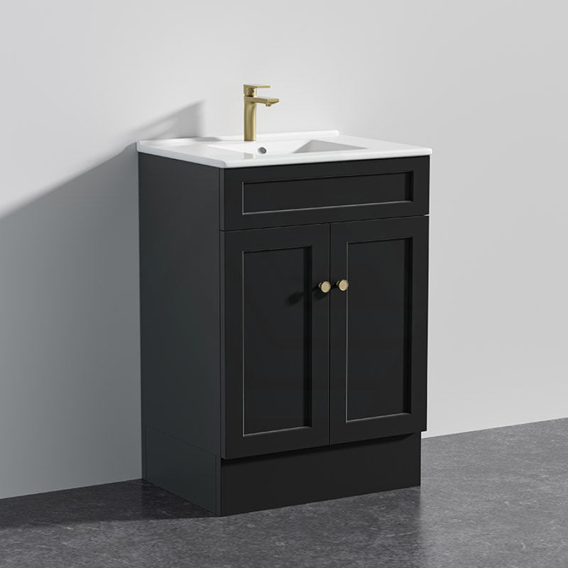 600 - 1500Mm Harrington Freestanding Vanity With Kickboard Matt Black Pvc Cabinet Only & Ceramic