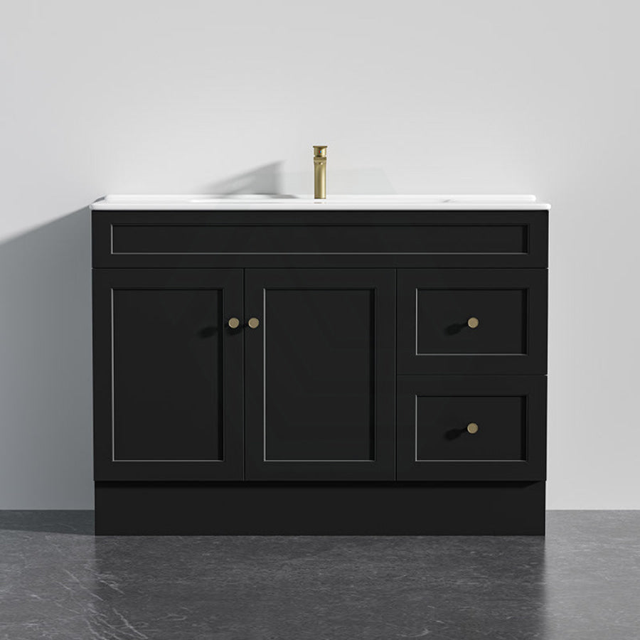 600 - 1500Mm Harrington Freestanding Vanity With Kickboard Matt Black Pvc Cabinet Only & Ceramic