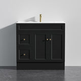 600 - 1500Mm Harrington Freestanding Vanity With Kickboard Matt Black Pvc Cabinet Only & Ceramic