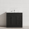 600-1500Mm Harrington Freestanding Vanity With Kickboard Matt Black Pvc Cabinet Only & Ceramic Top