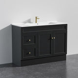 600 - 1500Mm Harrington Freestanding Vanity With Kickboard Matt Black Pvc Cabinet Only & Ceramic