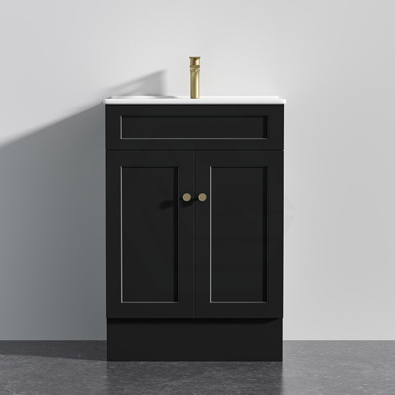 600 - 1500Mm Harrington Freestanding Vanity With Kickboard Matt Black Pvc Cabinet Only & Ceramic