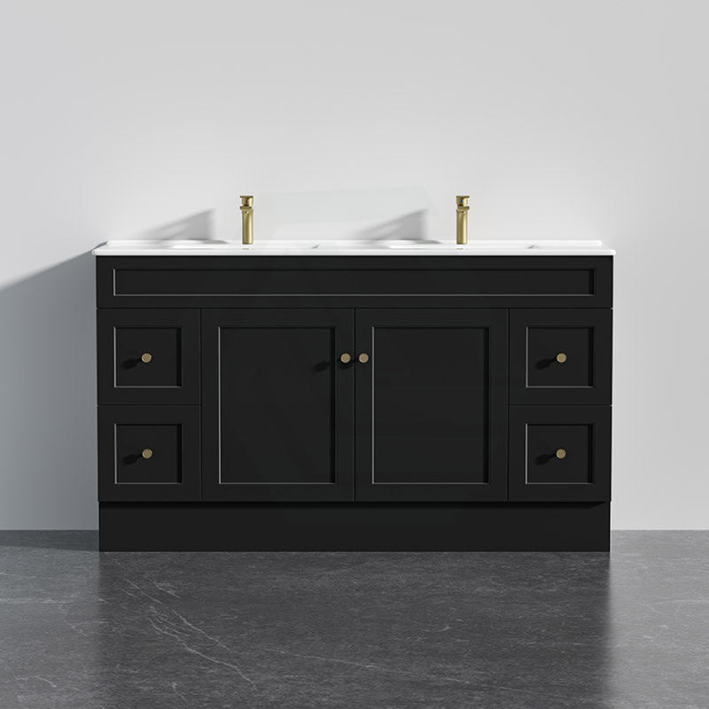 600 - 1500Mm Harrington Freestanding Vanity With Kickboard Matt Black Pvc Cabinet Only & Ceramic