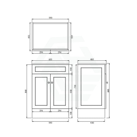 600 - 1500Mm Harrington Freestanding Vanity With Kickboard Matt White Pvc Cabinet Only & Ceramic