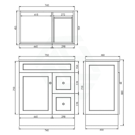 600 - 1500Mm Harrington Freestanding Vanity With Kickboard Matt White Pvc Cabinet Only & Ceramic