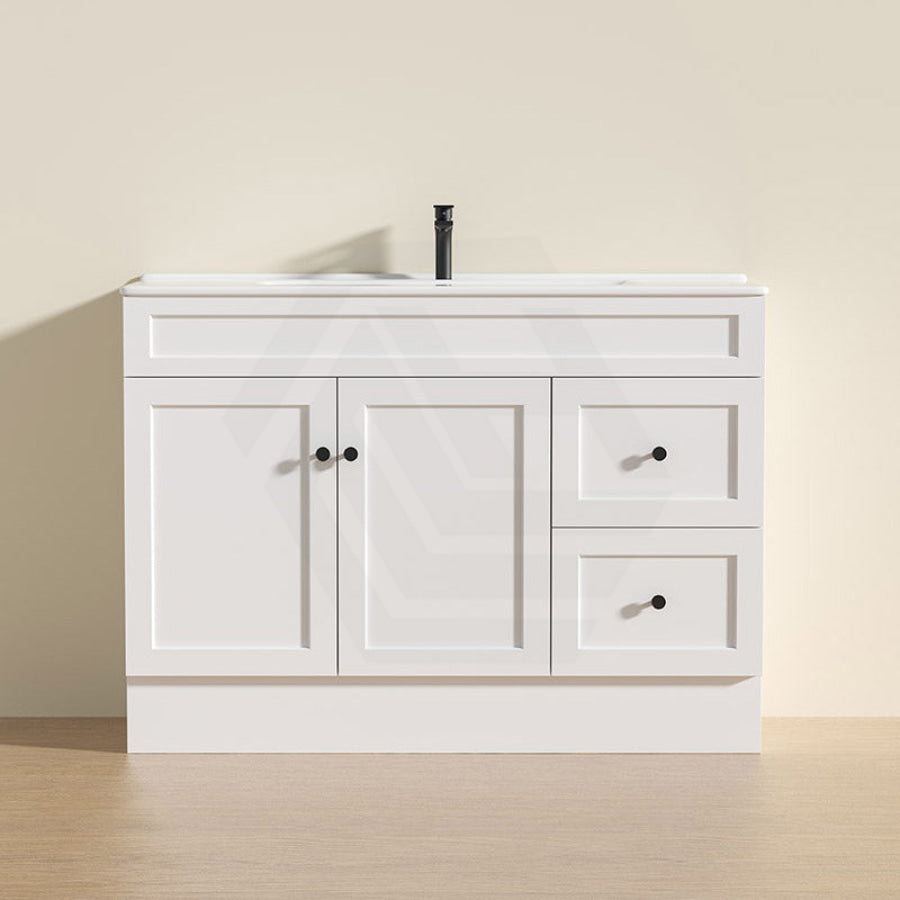 600 - 1500Mm Harrington Freestanding Vanity With Kickboard Matt White Pvc Cabinet Only & Ceramic