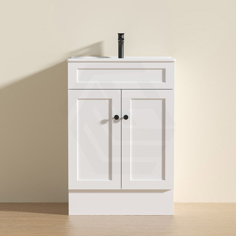 600 - 1500Mm Harrington Freestanding Vanity With Kickboard Matt White Pvc Cabinet Only & Ceramic