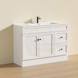 600 - 1500Mm Harrington Freestanding Vanity With Kickboard Matt White Pvc Cabinet Only & Ceramic