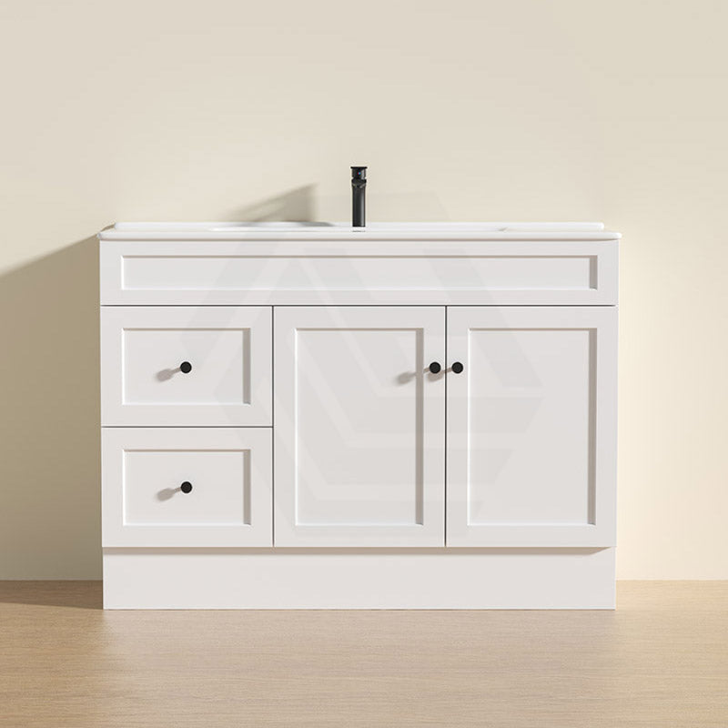 600 - 1500Mm Harrington Freestanding Vanity With Kickboard Matt White Pvc Cabinet Only & Ceramic