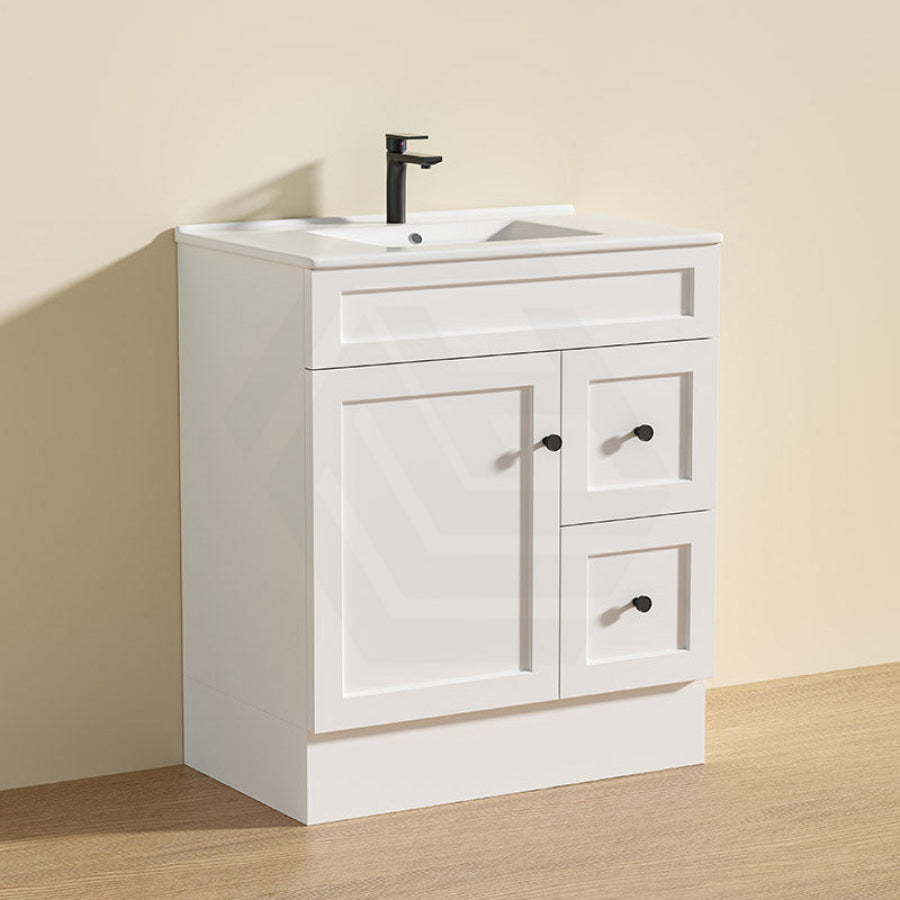 600 - 1500Mm Harrington Freestanding Vanity With Kickboard Matt White Pvc Cabinet Only & Ceramic