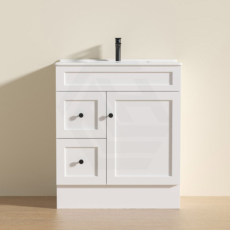 600 - 1500Mm Harrington Freestanding Vanity With Kickboard Matt White Pvc Cabinet Only & Ceramic