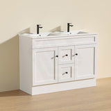 600 - 1500Mm Harrington Freestanding Vanity With Kickboard Matt White Pvc Cabinet Only & Ceramic