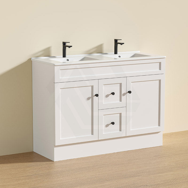 600 - 1500Mm Harrington Freestanding Vanity With Kickboard Matt White Pvc Cabinet Only & Ceramic