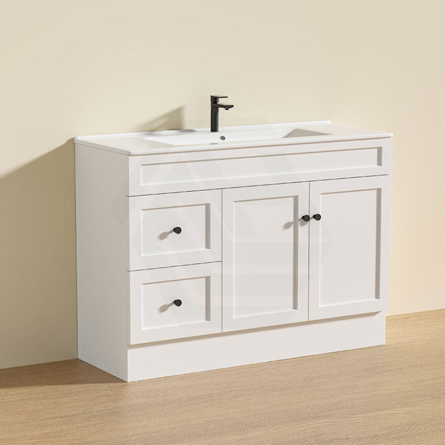 600 - 1500Mm Harrington Freestanding Vanity With Kickboard Matt White Pvc Cabinet Only & Ceramic