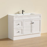 600 - 1500Mm Harrington Freestanding Vanity With Kickboard Matt White Pvc Cabinet Only & Ceramic